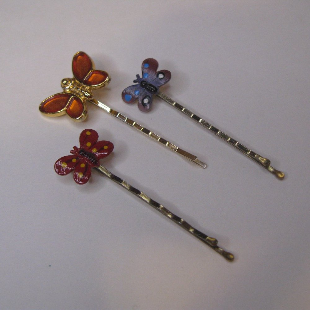 Three Butterfly Bobby Pins